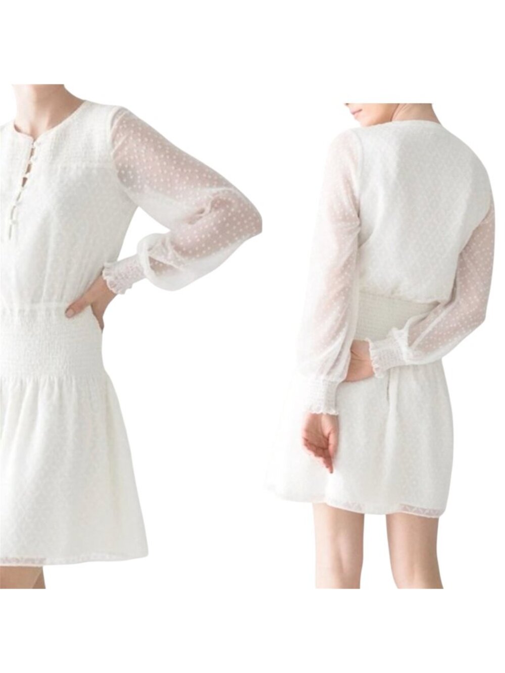 White House Black Market Blouson Dress Ivory Size XS